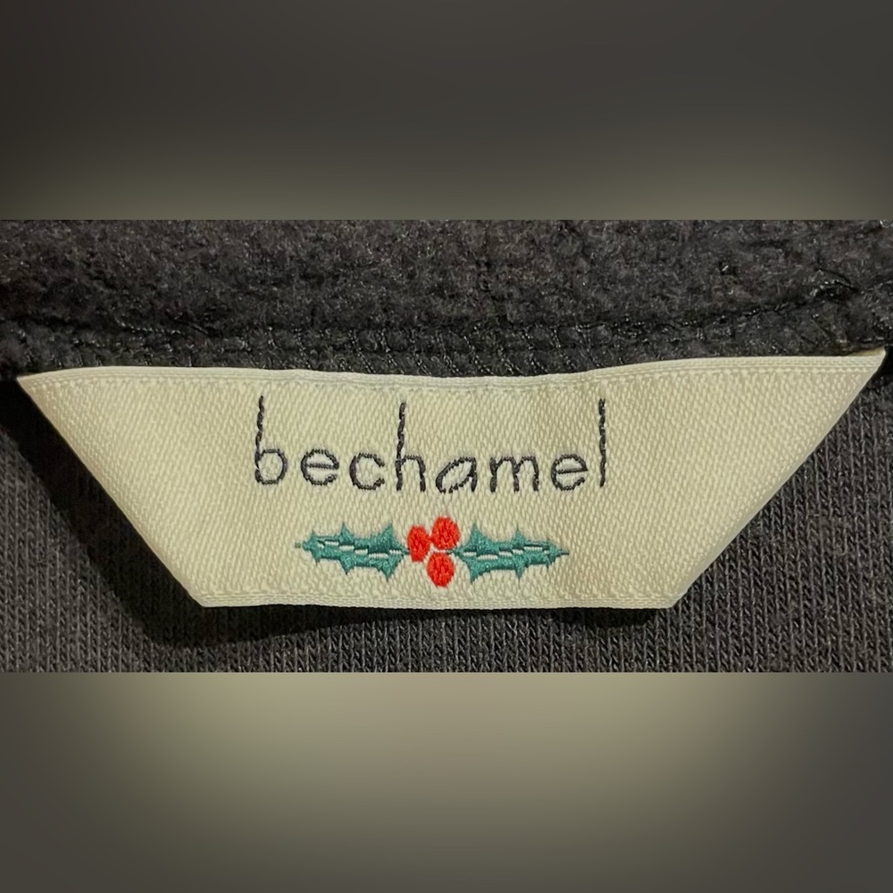 Bechamel Vintage Women’s Size L Christmas Black Fleece Vest Ugly Sweater Santa - Picture 8 of 11